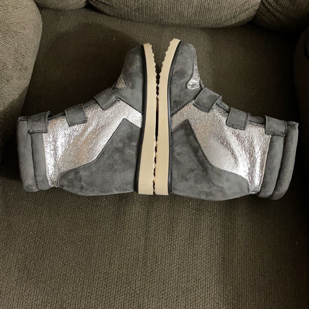 𝅺wedged Sneakers Silver  Grey Sz 36 - Picture 4 of 6